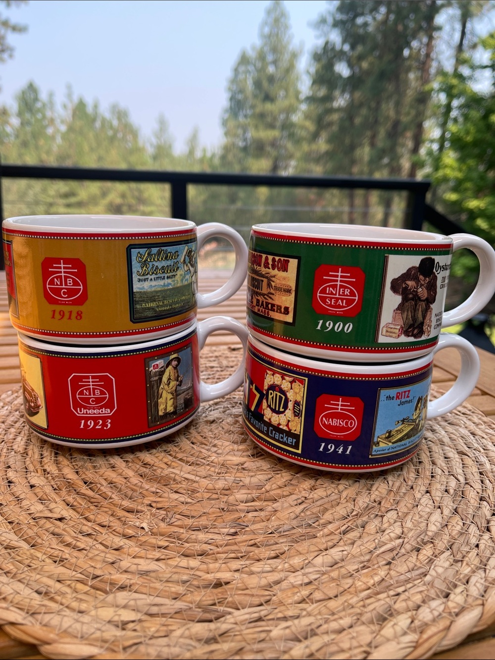 Vintage Nabisco Retro Ceramic Soup Mugs/ lot of 4
